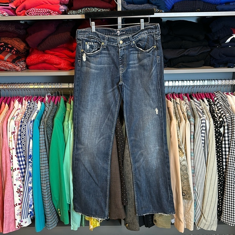 7 For All Mankind blue slouchy distressed jeans size 32​